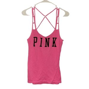 PINK strappy neon summer cool tank top loose extra small